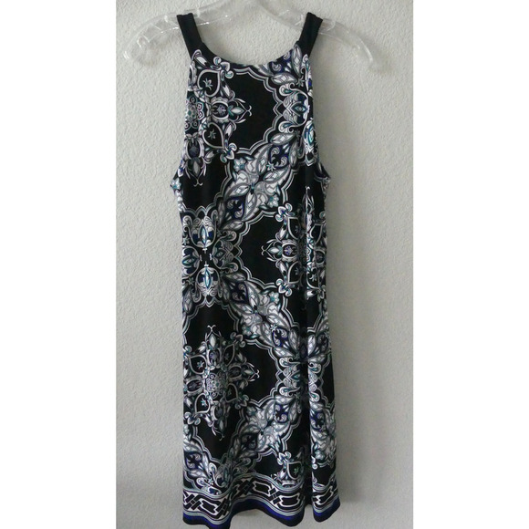 White House Black Market Shift Dress Size Small Medallion Peep Hole A-Line Black - Picture 4 of 12
